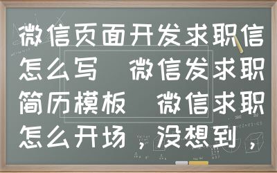 微信页面开发求职信怎么写（微信发求职简历模板）微信求职怎么开场，没想到，